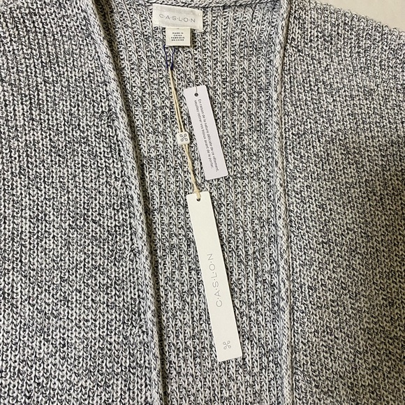 NWT CASLON Gilet Short sleeve sweater cardigan Size Medium White Black Marled - Picture 8 of 9